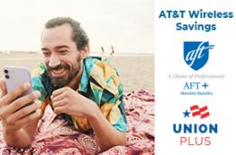 Banner ad: AT&T Wireless Savings with AFT+ Member Benefits and Union Plus